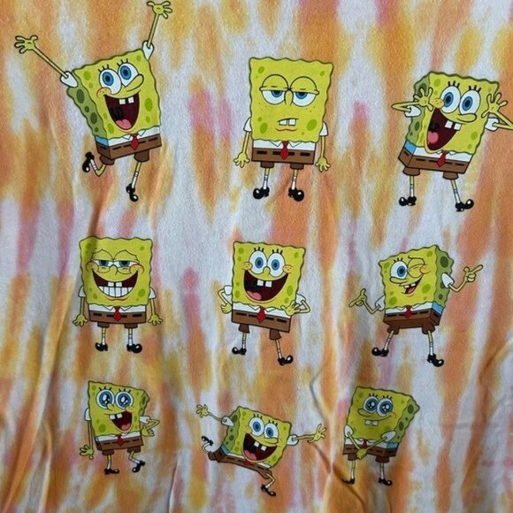 SpongeBob SquarePants Tie Dye Cropped T-Shirt Sz Medium - Picture 4 of 12